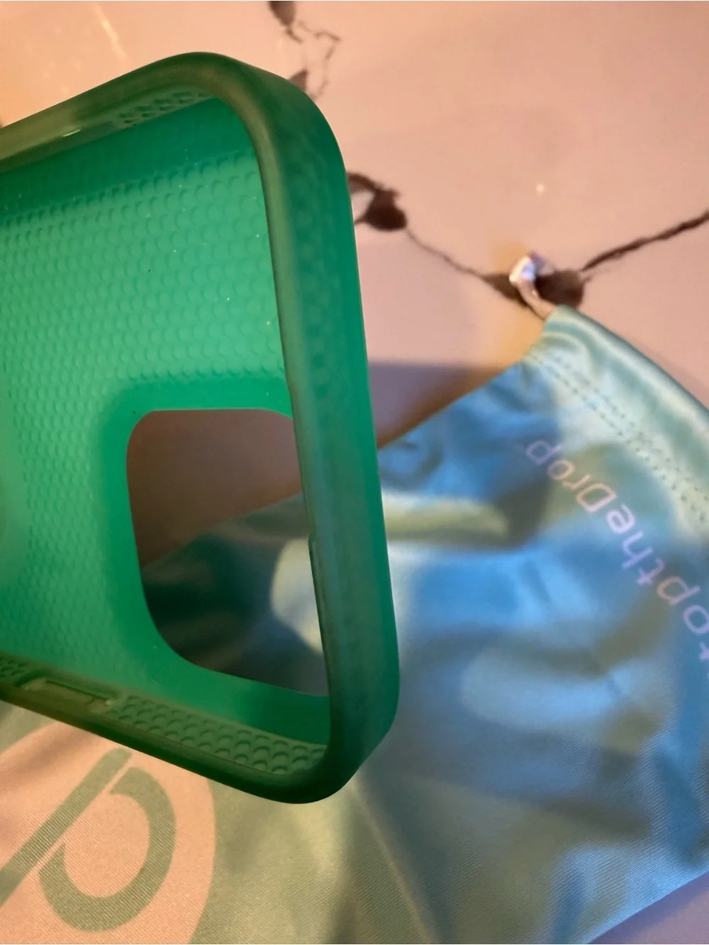 Loopy Case 16 Pro Max Mint Splash Phone Case with Loop and Matching Dust Bag